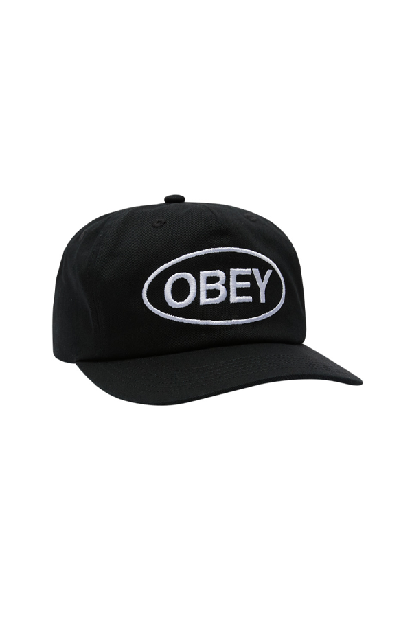 Obey Collegiate 6 Panel Strapback | Black - Thumbnail Image Number 1 of 2

