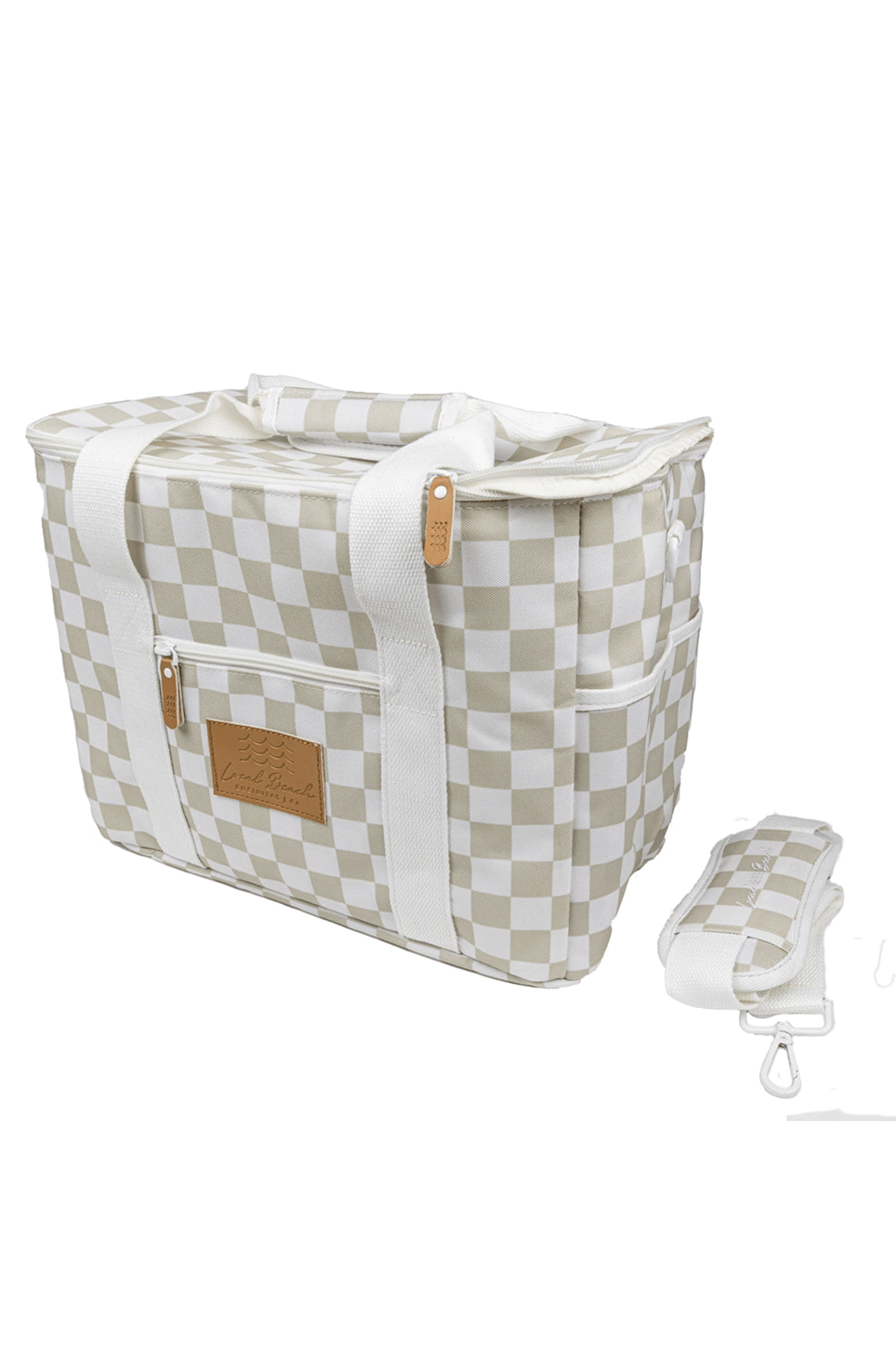 Checker Cooler Bag | Sand & White - Visual Media Number 1 of 2
