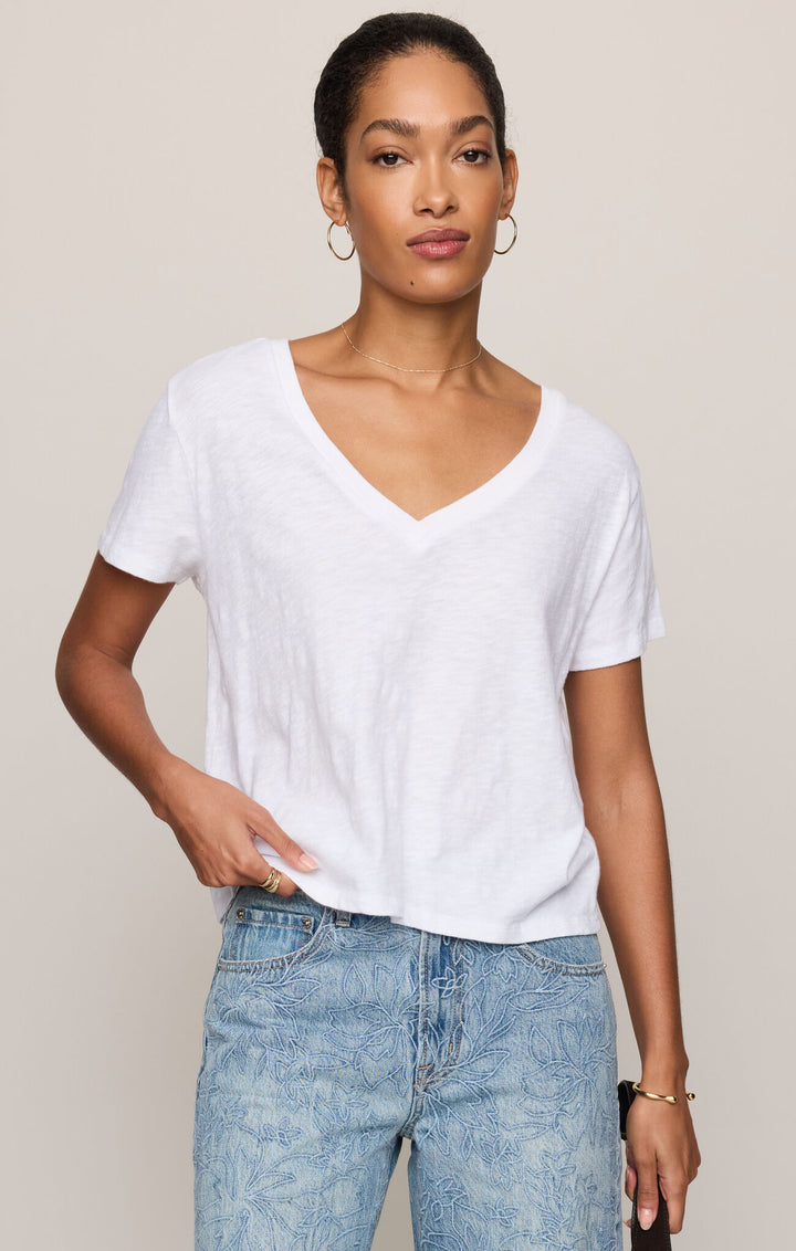 Nomad V Neck Tee | White - Thumbnail Image Number 1 of 2
