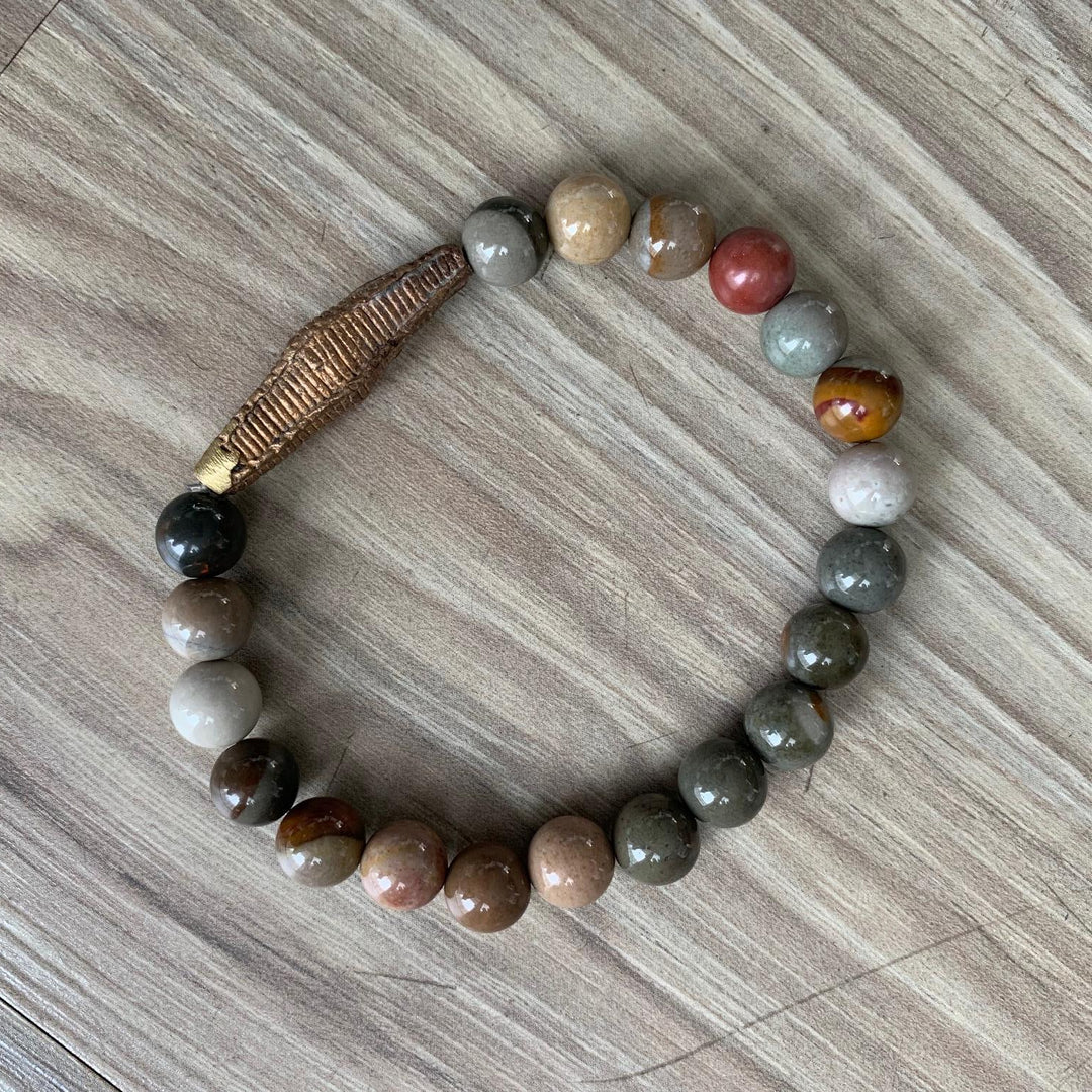 Pastel Bracelet / Polychrome Jasper + Tibetan Brass - Visual Media Number 1 of 1