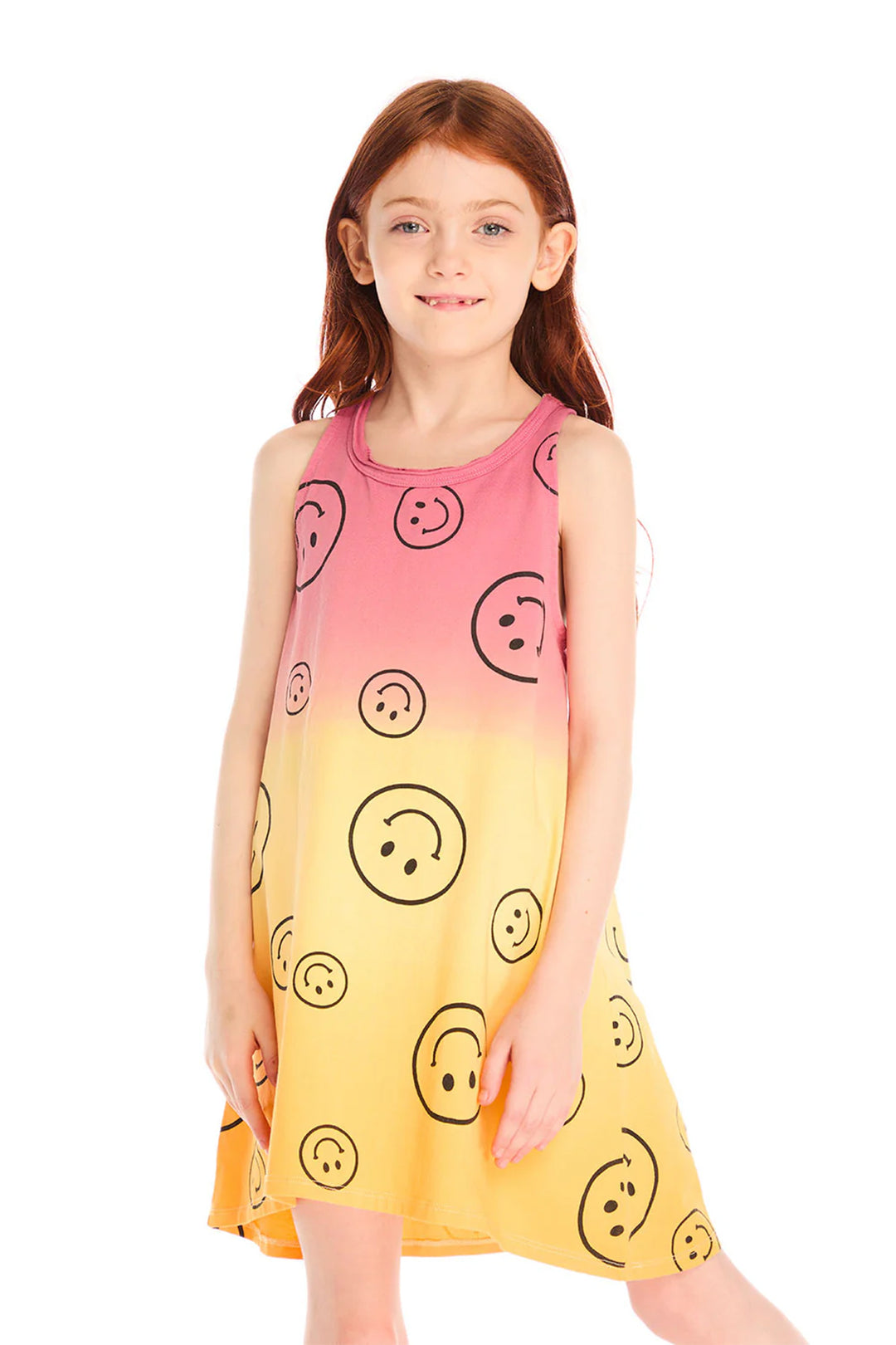 Allover Smileys Dress | Sunset Tie Dye - Visual Media Number 1 of 2