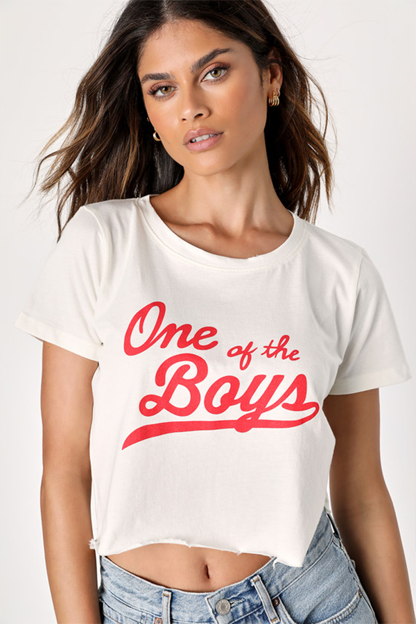One Of The Boys Crop Tee | Off White - Main Image Number 1 of 1