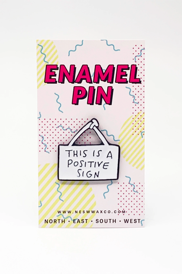 Positive Sign Enamel Pin - Main Image Number 1 of 2