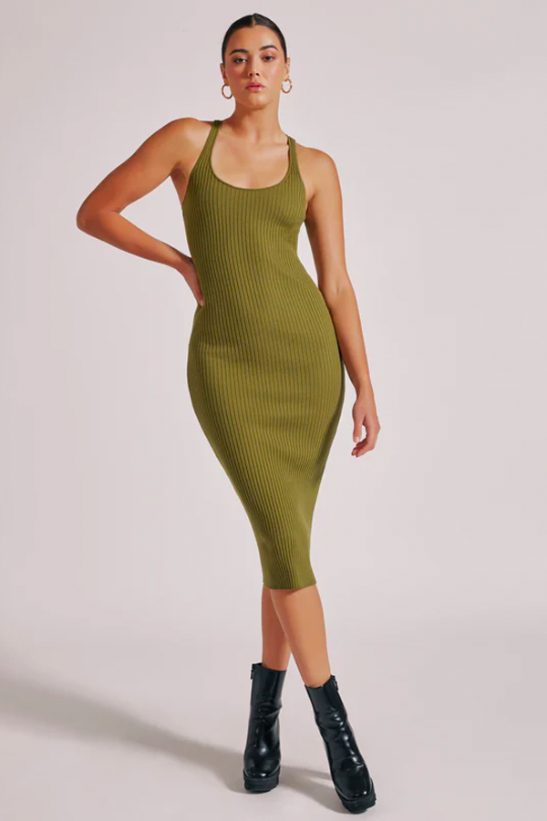 Color Block Dress | Olive Drab/Daiquiri Green