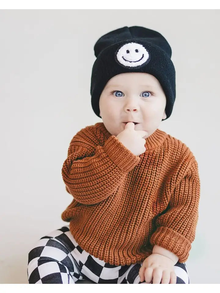 Smiley Baby Kids Beanie | Black - Visual Media Number 1 of 2