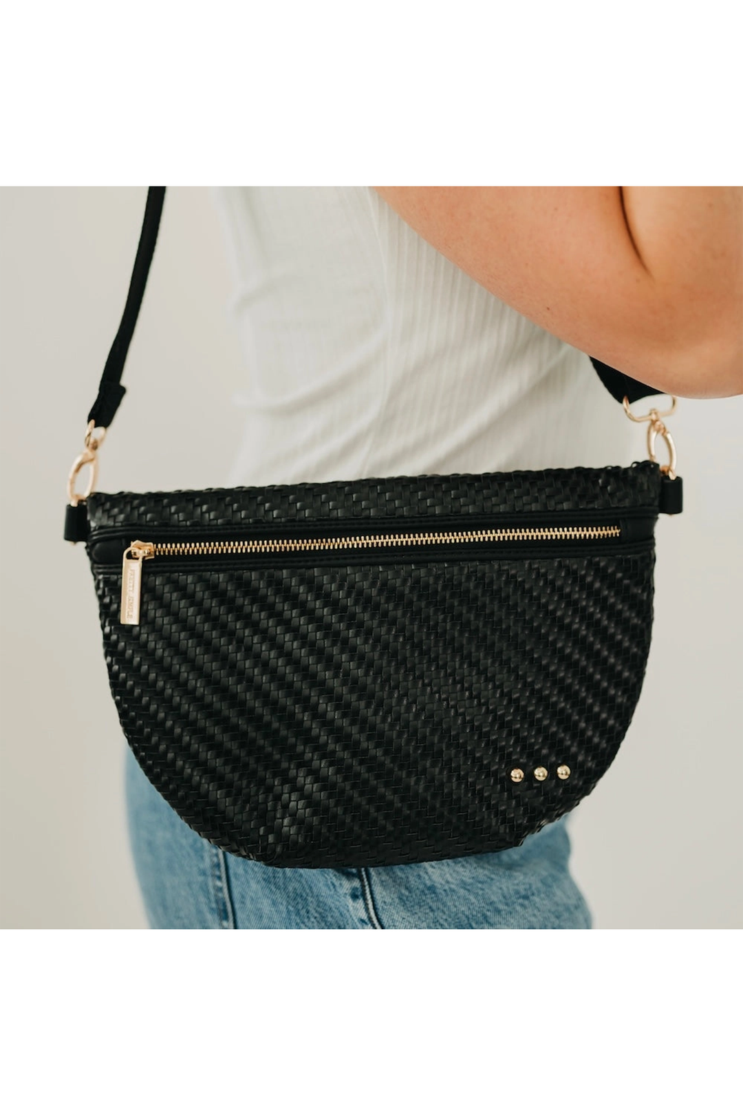 Diagonal Woven Westlyn Bum Bag | Black - Visual Media Number 1 of 1