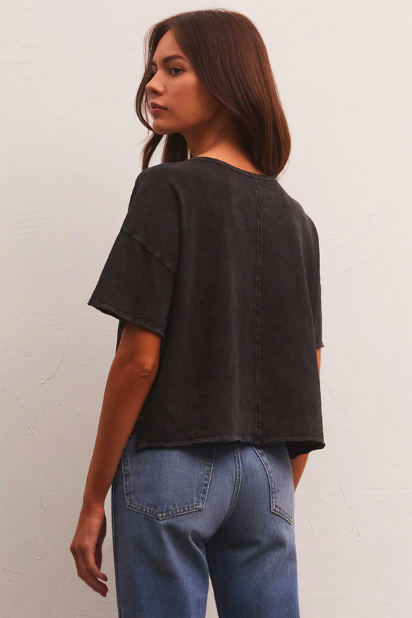 Hazel Slub Tee | Black - Thumbnail Image Number 3 of 3
