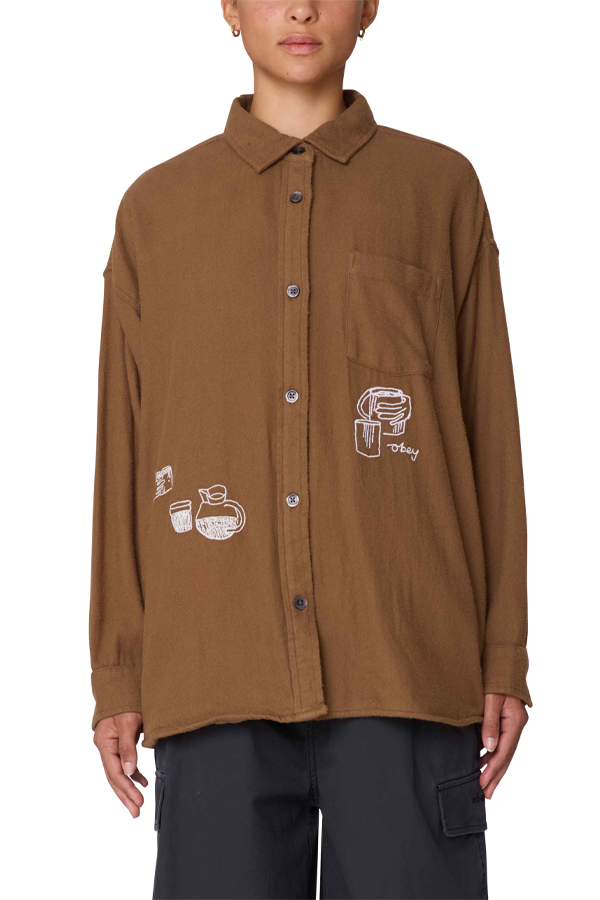Delight Longsleeve Shirt | Tan - Thumbnail Image Number 1 of 3
