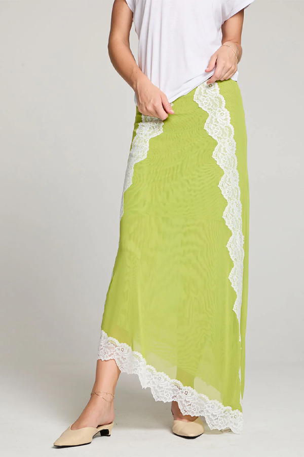 Demi Maxi Skirt | Chartreuse - Thumbnail Image Number 3 of 5
