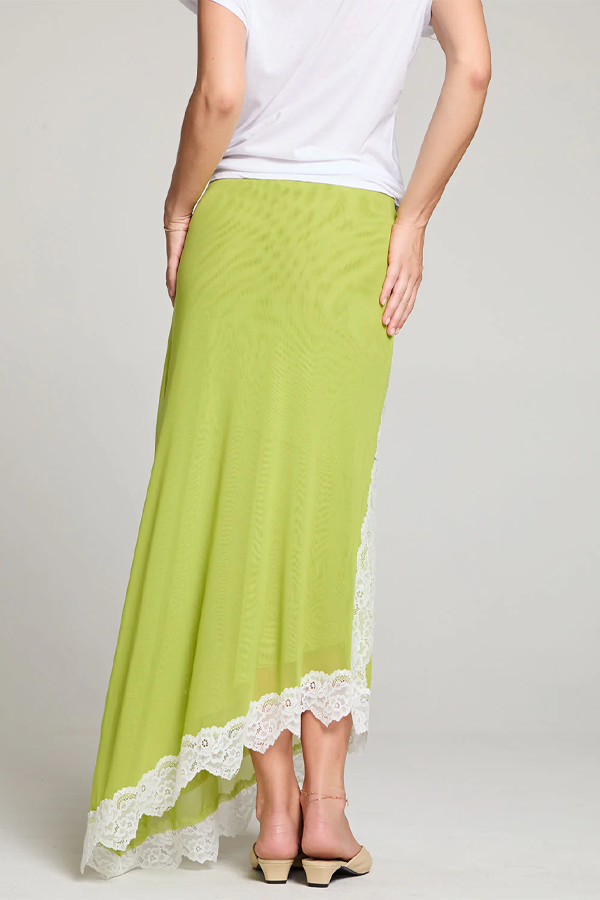 Demi Maxi Skirt | Chartreuse - Thumbnail Image Number 5 of 5

