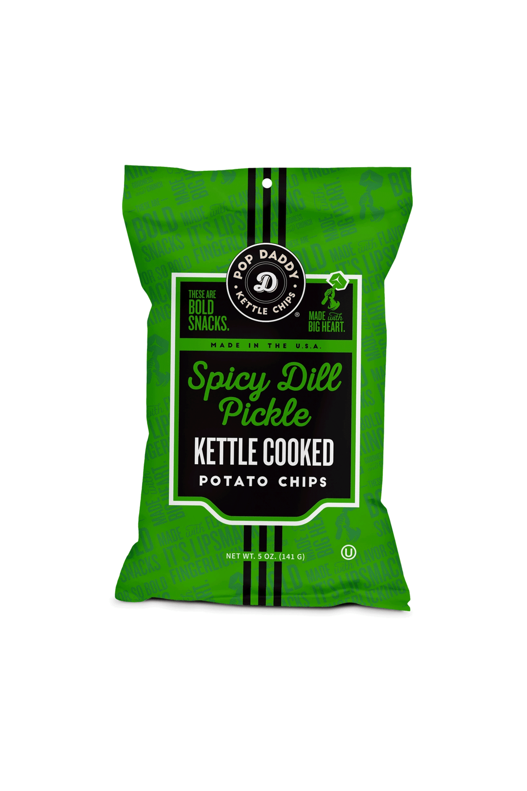 Pop Daddy Spicy Dill Pickle Kettle Cooked Potato Chips - Visual Media Number 1 of 3