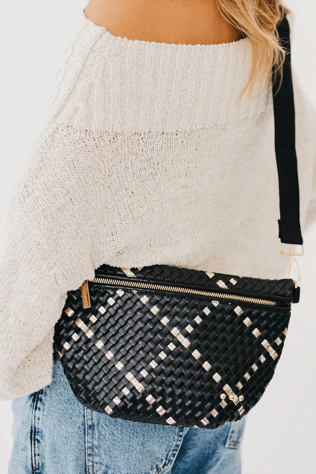 Westlyn Woven Bum Bag | Gold & Diamond - Visual Media Number 1 of 1