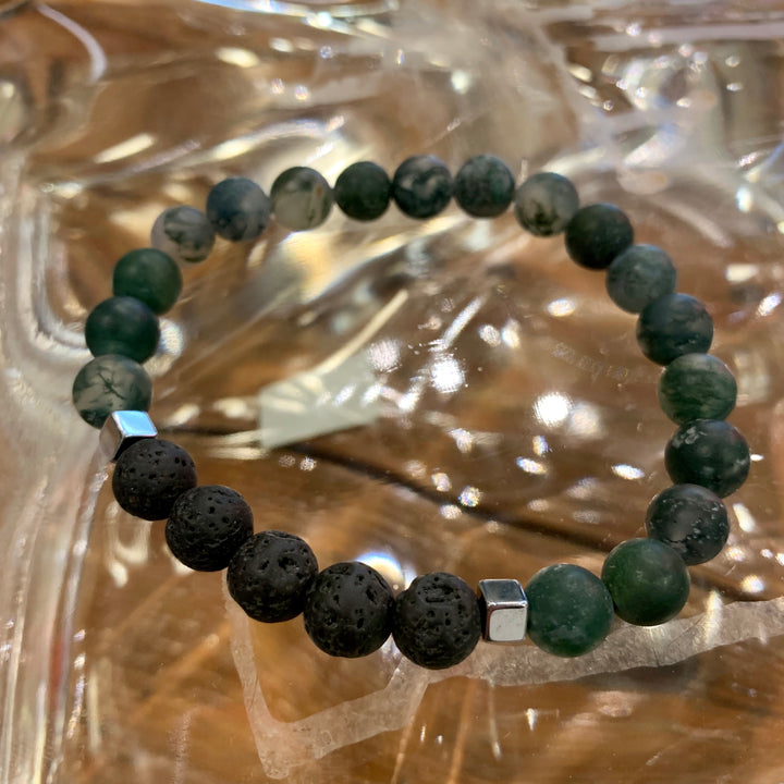 Seawave Bracelet / Moss Agate + Lava Rock - Thumbnail Image Number 2 of 2
