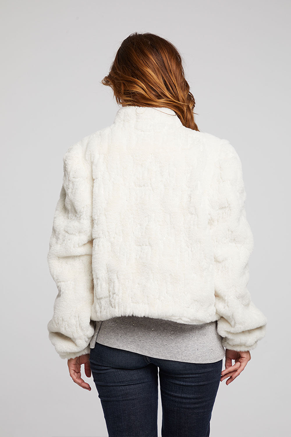 Sequin Faux Fur Coat | Starry White - Visual Media Number 2 of 2