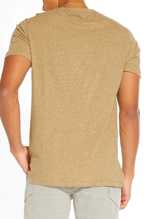 Riley Cotton Henley | Heather Khaki - Main Image Number 3 of 3