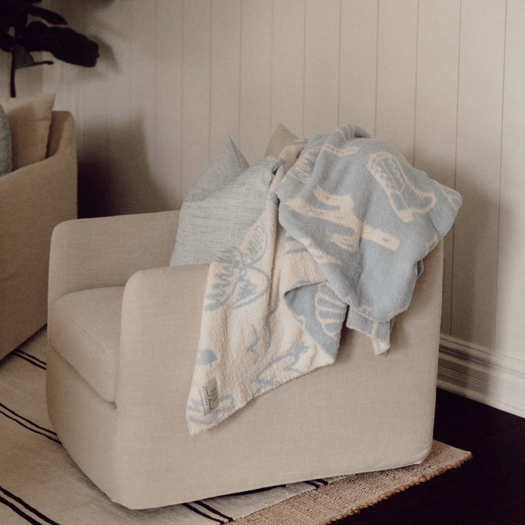 Coastal Cowgirl Luxe Home Blanket | Blue Cream - Visual Media Number 4 of 5
