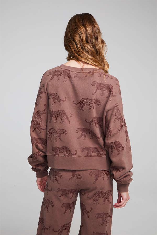 Allover Leopards Pullover | Deep Taupe - Main Image Number 4 of 4