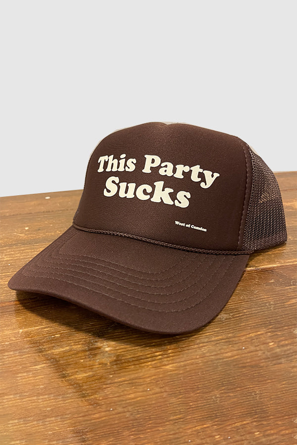 This Party Sucks Curved Trucker | Brown - Visual Media Number 1 of 1