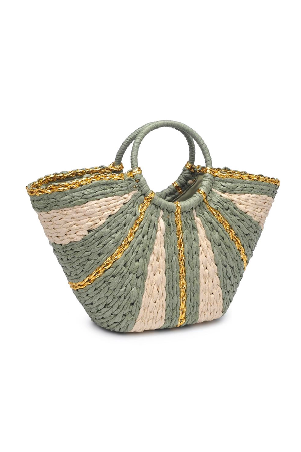 Carmen Straw Beach Tote | Sage Multi - Thumbnail Image Number 4 of 4
