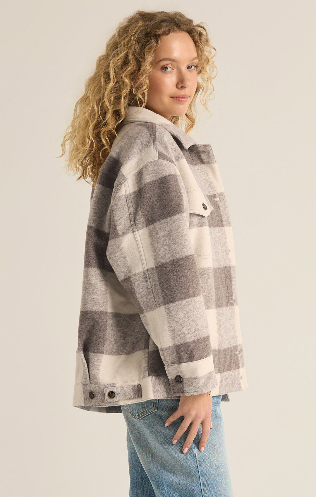 Preston Knit Plaid Jacket | Slate Grey - Visual Media Number 2 of 3