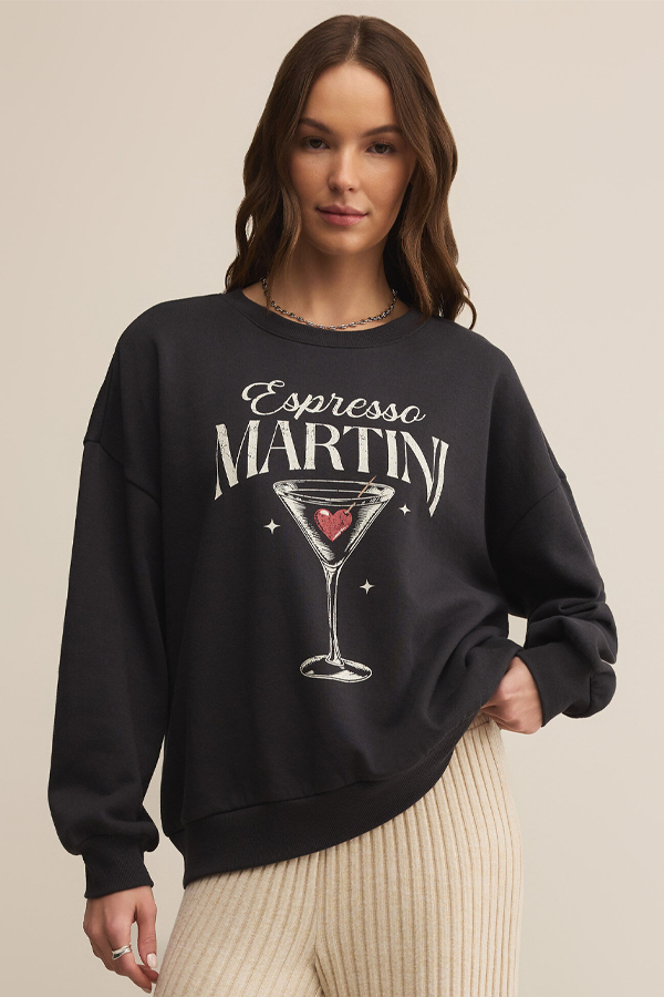 Oversized Martini Sweatshirt | Black Sand - Visual Media Number 1 of 1