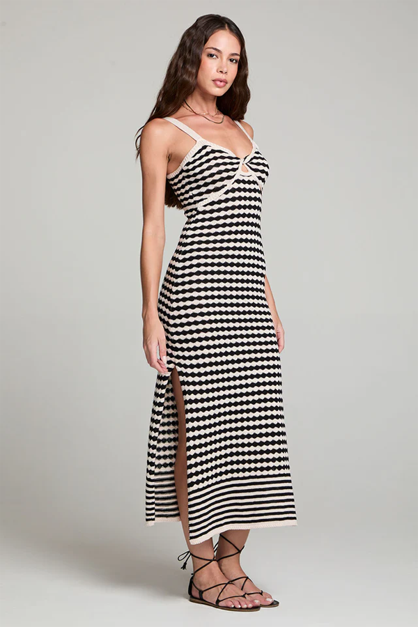 Evelina Midi Dress | Black White - Thumbnail Image Number 3 of 4
