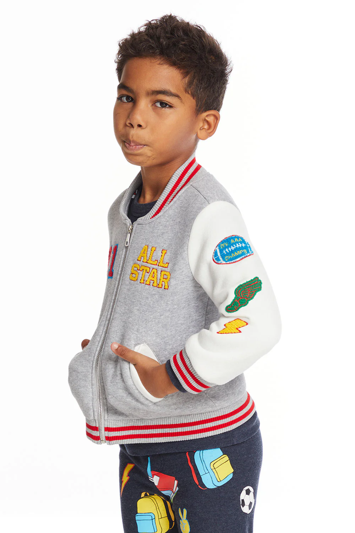 All Star Varsity Patches Jacket | Heather Grey - Thumbnail Image Number 3 of 4
