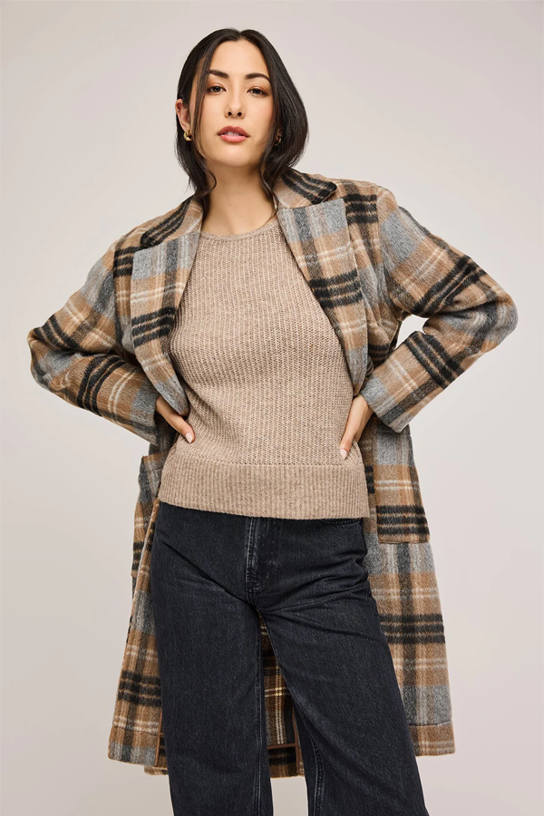 Ezra Coat | Sand Plaid - Thumbnail Image Number 3 of 3
