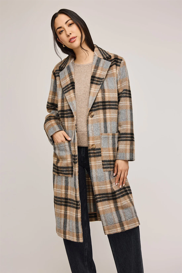 Ezra Coat | Sand Plaid - Visual Media Number 1 of 3