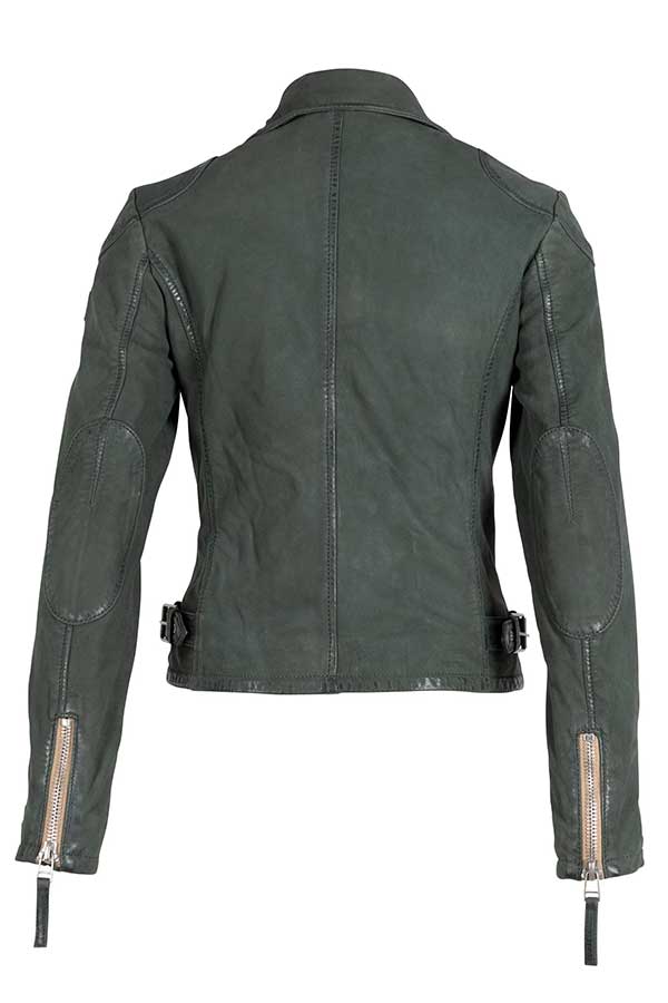 Nubuck Leather Moto Jacket | Sage - Thumbnail Image Number 2 of 2
