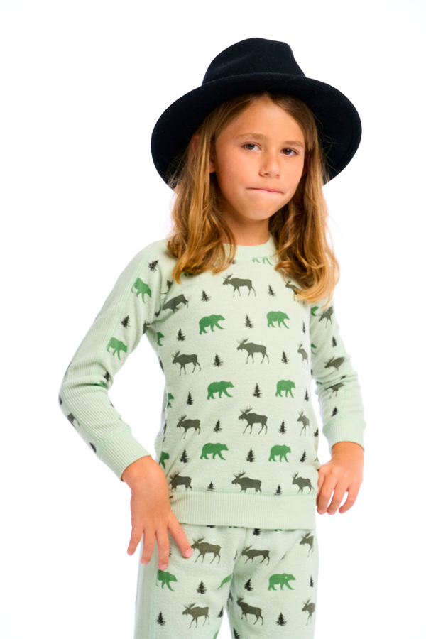 Girls Moose Pullover | Light Moss - Thumbnail Image Number 2 of 3
