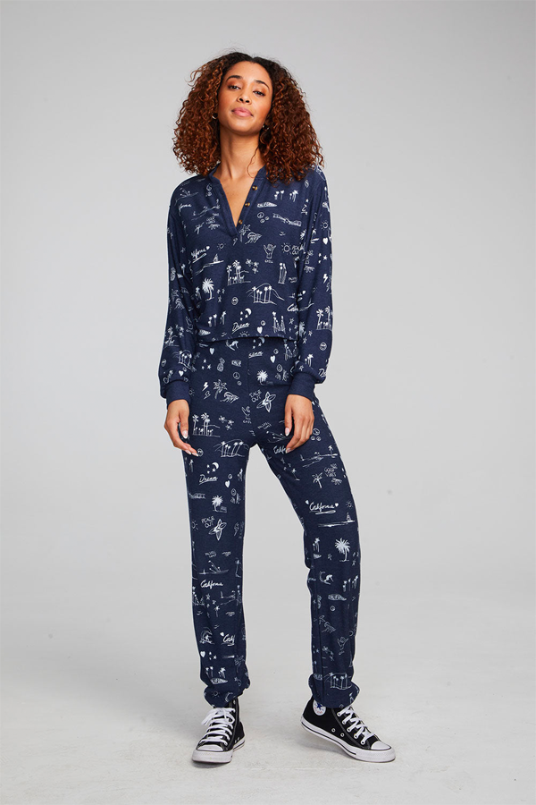 Cali All Over Icons Jogger | Mood Indigo - Main Image Number 4 of 4