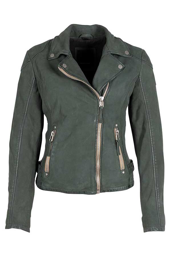 Nubuck Leather Moto Jacket | Sage - Thumbnail Image Number 1 of 2
