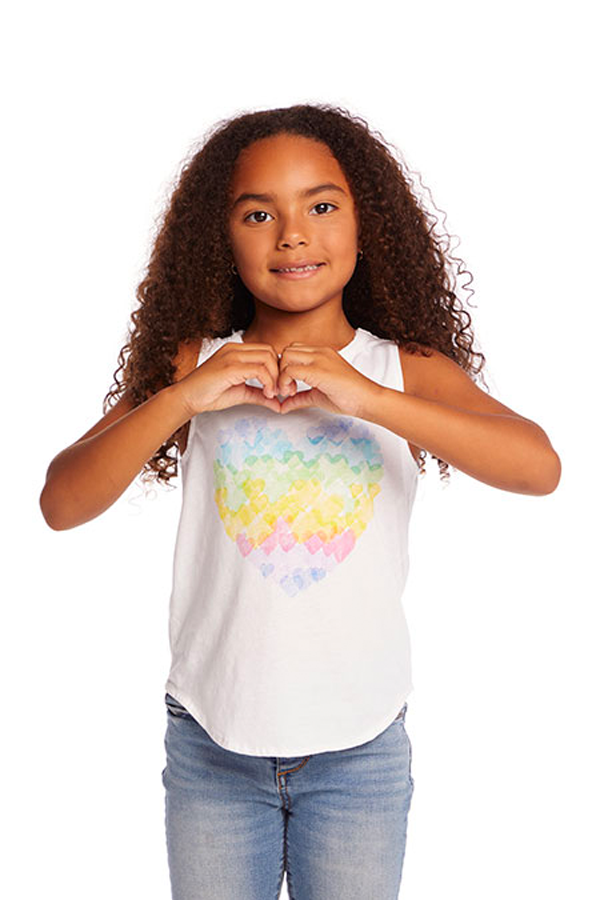 Rainbow Heart Tank | White - Main Image Number 1 of 1