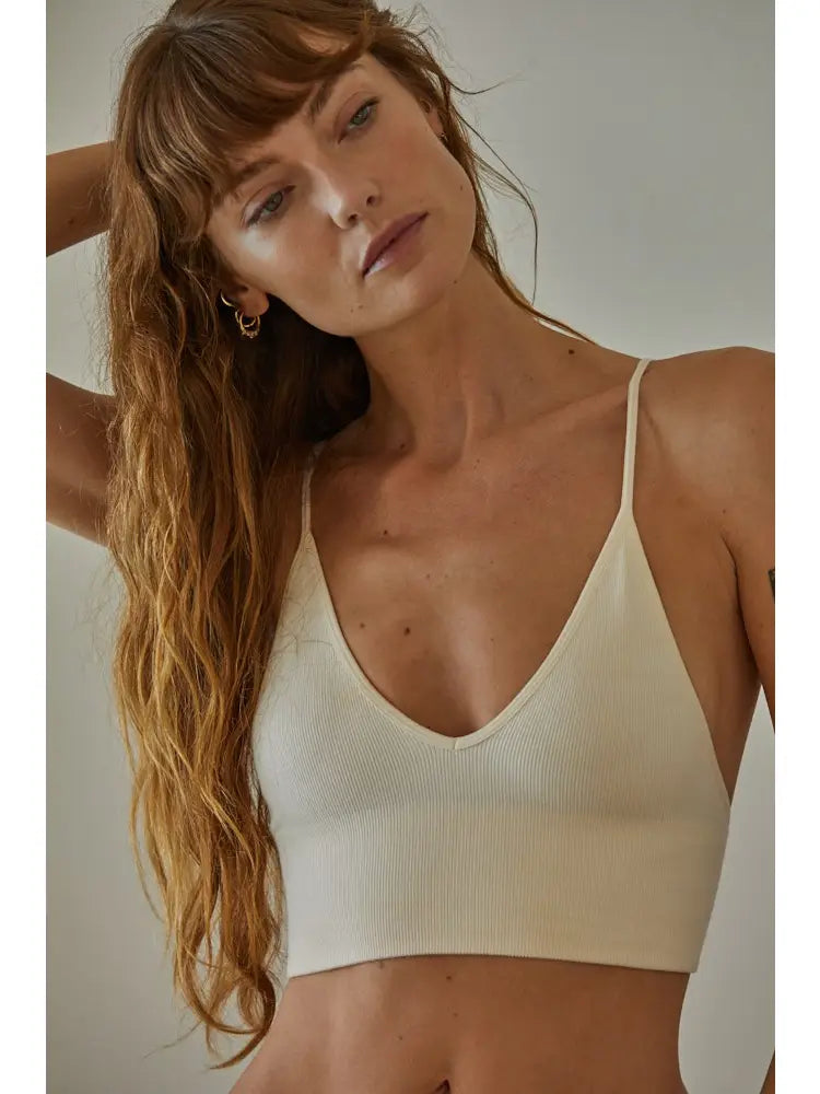 Seamless Ribbed Spaghetti Strap Brami | Cream