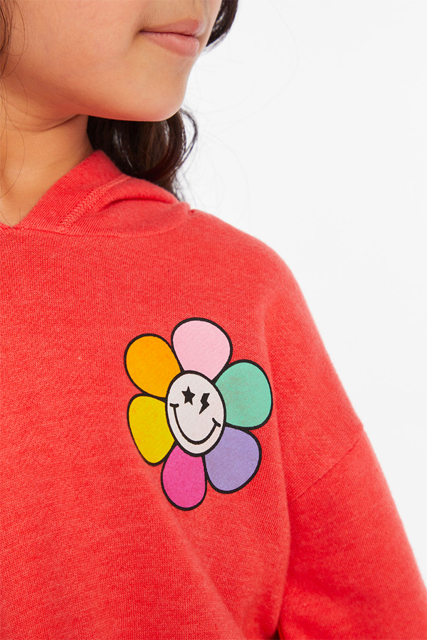 Smiley Flower & Hearts Hoodie | Flame - Main Image Number 4 of 4