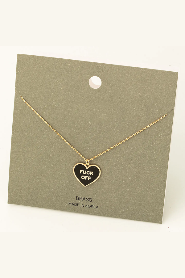 Fuck Off Heart Pendant | Black - Visual Media Number 1 of 1
