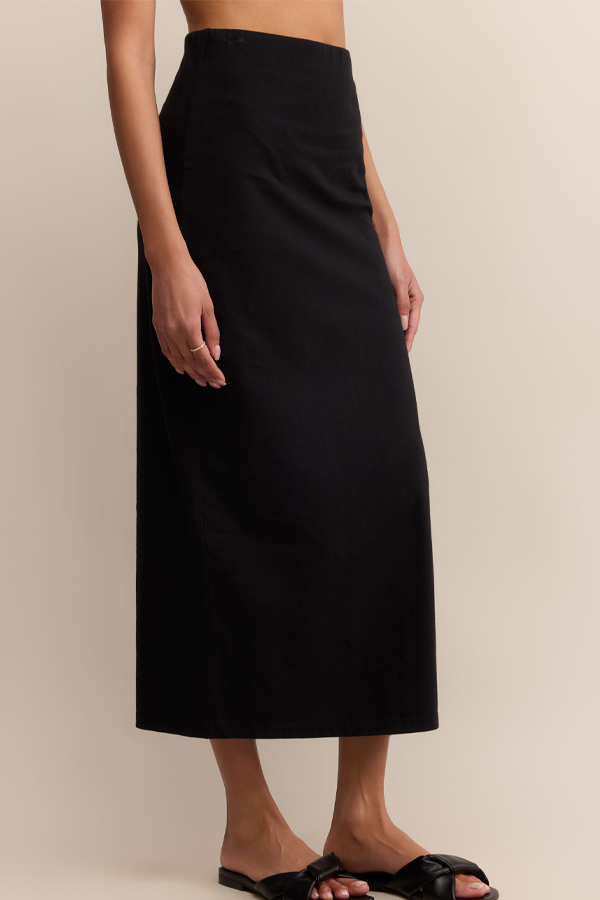 Gail Midi Skirt | True Black - Thumbnail Image Number 2 of 4
