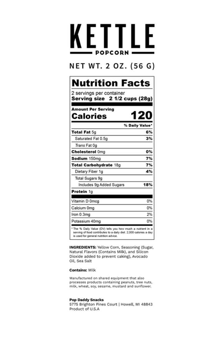 Pop Daddy Kettle Corn Popcorn 2.0oz - Thumbnail Image Number 3 of 3
