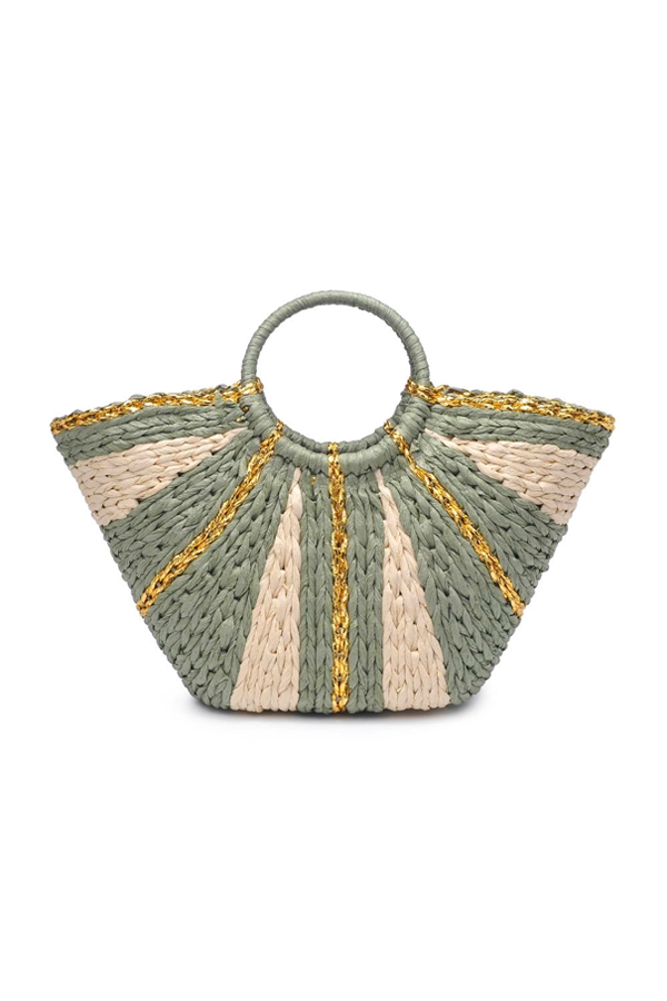 Carmen Straw Beach Tote | Sage Multi - Thumbnail Image Number 3 of 4
