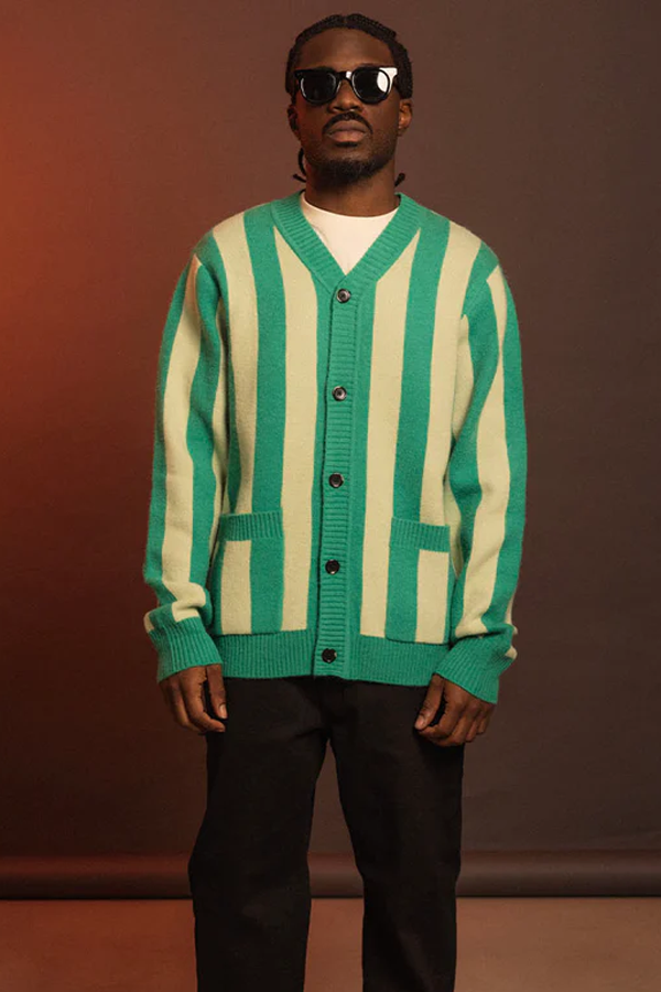 Striped Cardigan | Green - Thumbnail Image Number 1 of 3
