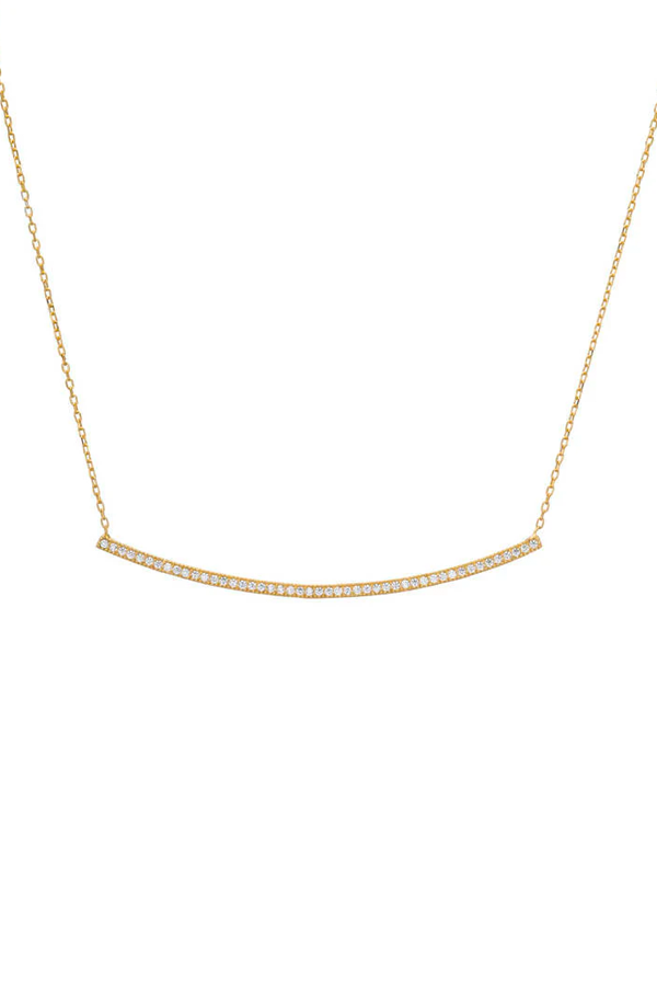 Pave Bar Necklace | CZ Gold Pave - Visual Media Number 1 of 2