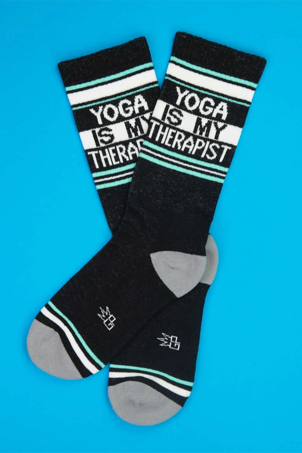 Yoga Is My Therapist Ribbed Gym Sock - Visual Media Number 1 of 1