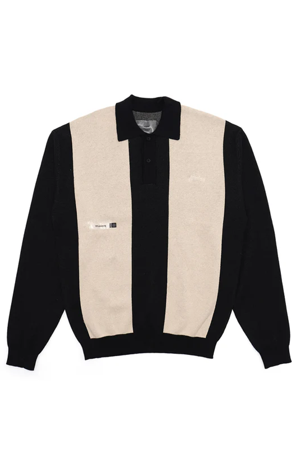 Harrison Longsleeve Polo Sweater | Black - Visual Media Number 2 of 3