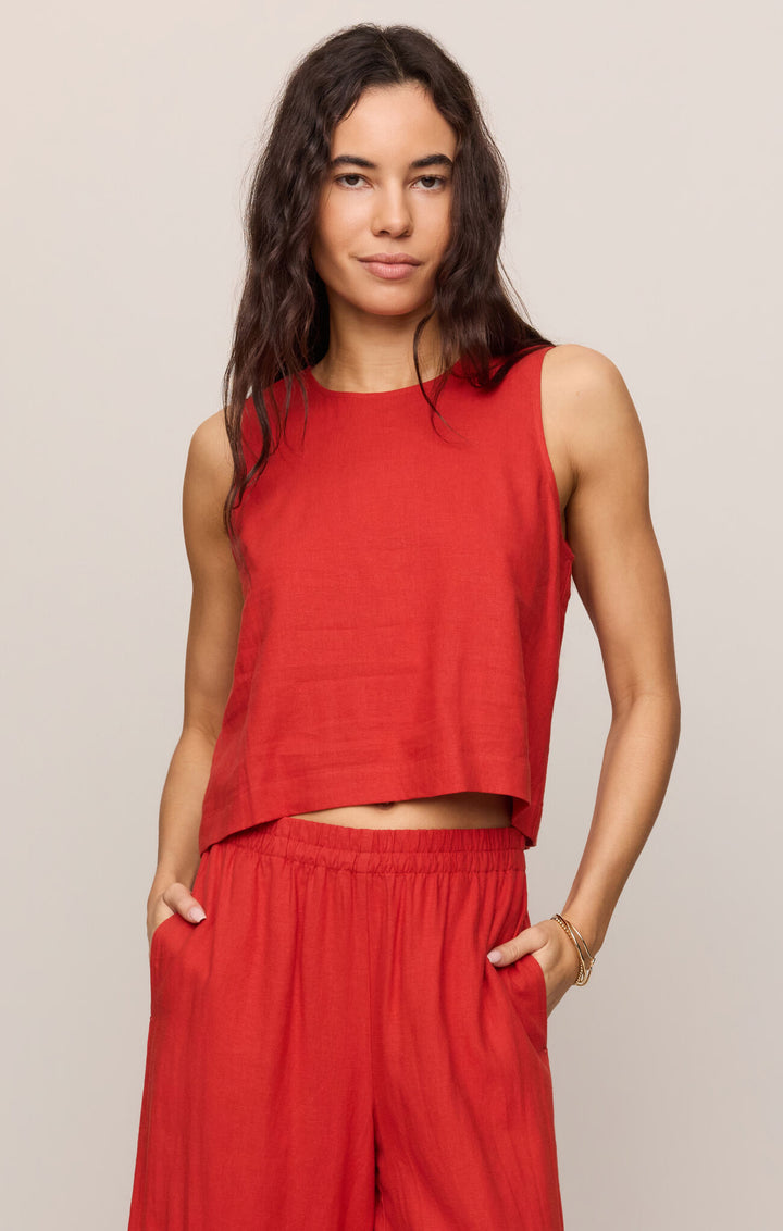 Sloane Linen Top | Chili Pepper - Thumbnail Image Number 1 of 2
