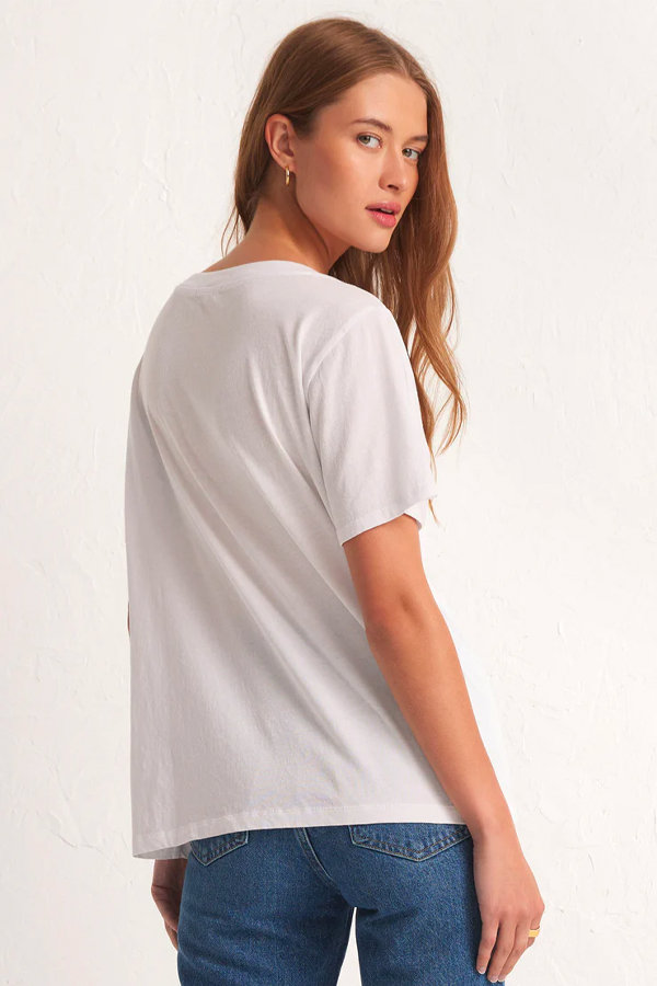 Girlfriend V-Neck Tee | White - Thumbnail Image Number 2 of 3
