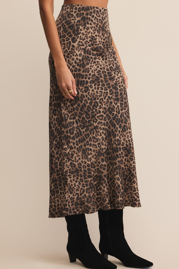 Izabel Leopard Skirt | Desert Tan - Thumbnail Image Number 2 of 3
