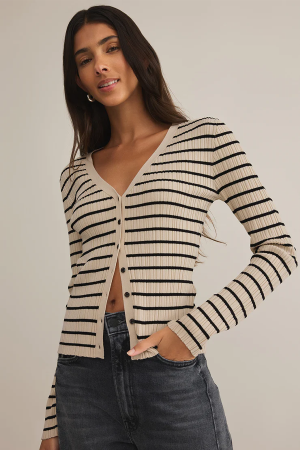 Jordana Stripe Sweater | Sandshell - Visual Media Number 1 of 4