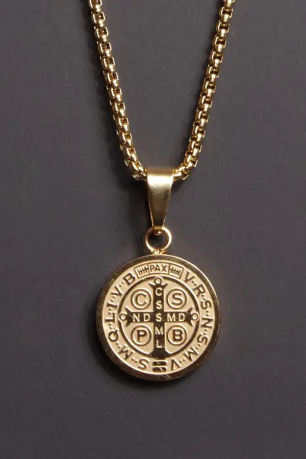 St Benedict Medal Necklace 22" | Gold - Visual Media Number 1 of 3