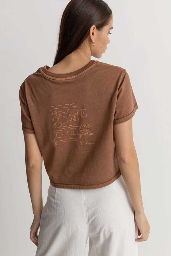 Outside Vintage Crop Crew Tee | Chocolate - Thumbnail Image Number 2 of 2

